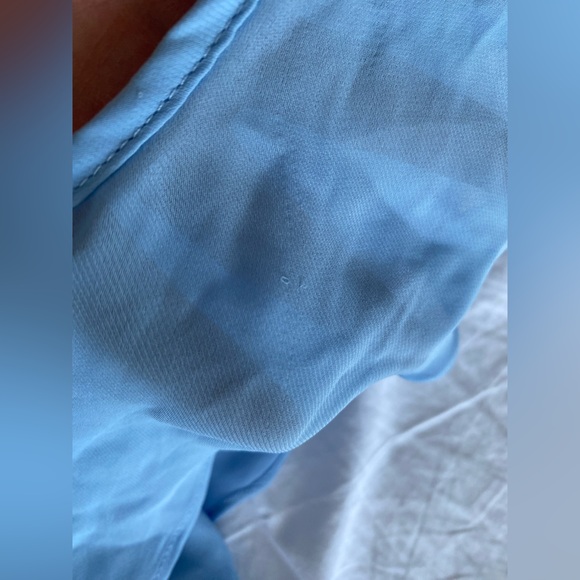 Parker Thatcher $288 Cold Shoulder Ruffled Mini Dress light Blue XS NWT - Picture 15 of 16